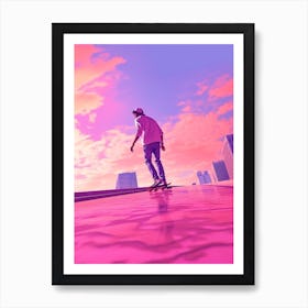 Skateboarding In Dubai, United Arab Emirates Futuristic 4 Art Print