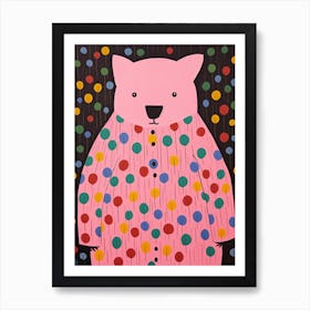 Pink Polka Dot Wombat 3 Art Print