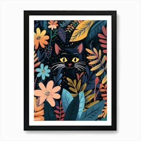 Black Cat In The Forest 4 Art Print