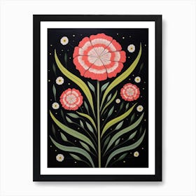 Carnation Dianthus 3 Hilma Af Klint Inspired Flower Illustration Poster