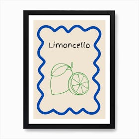 Limoncello Doodle Poster Blue & Green Art Print