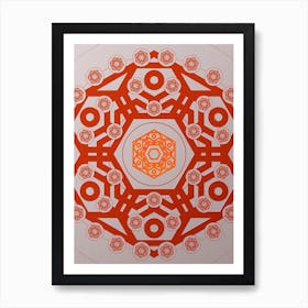 Geometric Abstract Glyph Circle Array in Tomato Red n.0036 Art Print