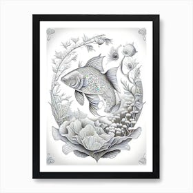Koromo Koi Fish Haeckel Style Illustastration Art Print