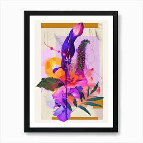 Aconitum 2 Neon Flower Collage Art Print