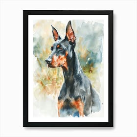 Doberman Pinscher Watercolor Painting 1 Art Print