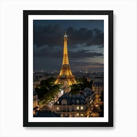 Eiffel Tower At Night Art Print