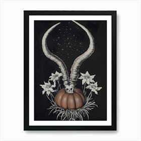 Dark Gothic Horned Pumpkin Art Print