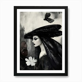 Lady With Butterflies Art Print