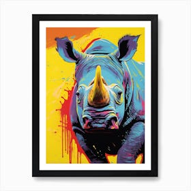 Rhino Pop Art Yellow Blue Pink 7 Art Print