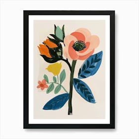 Painted Florals Rose 11 Art Print