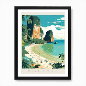 Poster Of Railay Beach, Krabi, Thailand, Matisse And Rousseau Style 1 Art Print