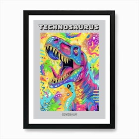 Geometric 1980s Pattern Inspired Dinosaur Poster Art Print