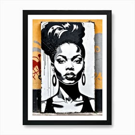 Vintage Graffiti Mural Of Beautiful Black Woman 7 Art Print