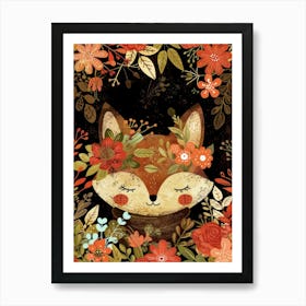 Fox With Flowers 1 Art Print