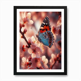 Butterfly On Cherry Blossoms 1 Art Print