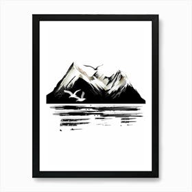 Mountains And Seagulls Art Print