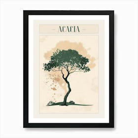 Acacia Tree Minimal Japandi Illustration 2 Poster Art Print