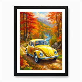 Vw Beetle In Autumn Art Print