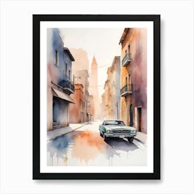 Old Cars On The Street Canvas Print Art Print