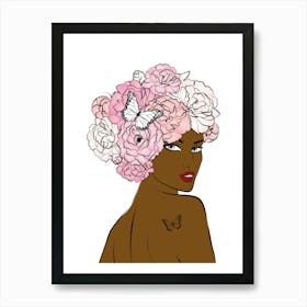 Flower Girl Dark Skin One Art Print