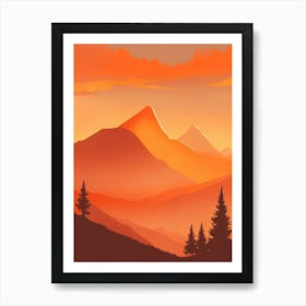 Misty Mountains Vertical Composition In Orange Tone 112 Art Print