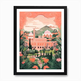 The Alhambra   Granada, Spain   Cute Botanical Illustration Travel 0 Art Print