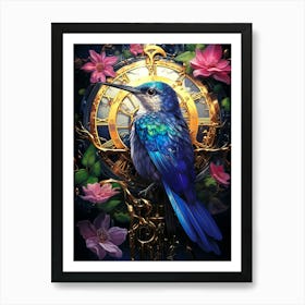 Bird In A Clock Art Print