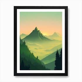 Misty Mountains Vertical Composition In Green Tone 154 Art Print