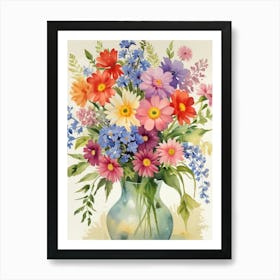 A vase of spring flowers Art Print