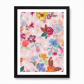 Dreamy Colorful Flowers Art Print