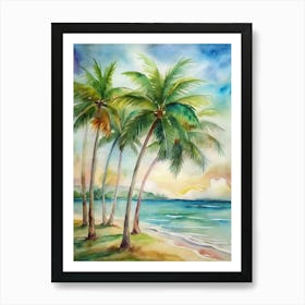 Watercolor Of Palm Trees Art Print