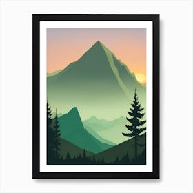 Misty Mountains Vertical Background In Green Tone 12 Art Print