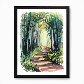 Watercolor Path In The Woods 3 Art Print