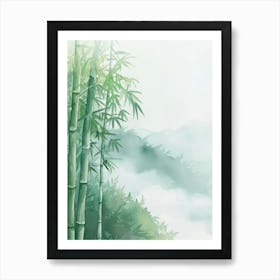 Bamboo Tree Atmospheric Watercolour Painting 8 Art Print