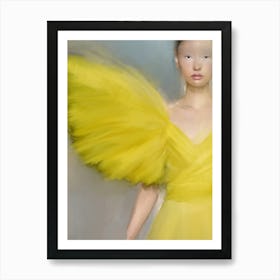 LADY GIAMBATTISTA  - fashion illustration of woman in couture yellow dress from the runway  Art Print