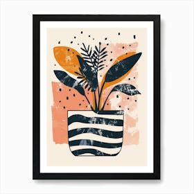 Zebra Plant Minimalist Illustration 3 Art Print