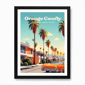 Orange County California United States Vintage Modern Travel Illustration Art Print