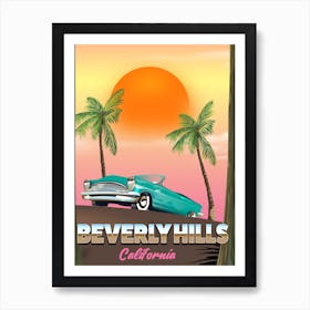 Beverly Hills California Dusk Travel poster Art Print