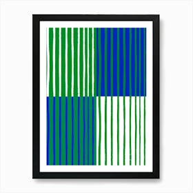 Blue And Green Stripes Art Print