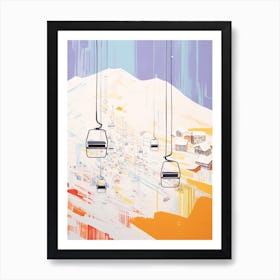 Val D Isere   France, Ski Resort Pastel Colours Illustration 0 Art Print