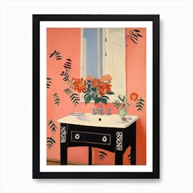 Bathroom Vanity Painting With A Carnation Bouquet 3 Art Print