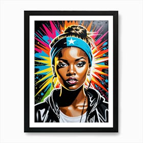 Graffiti Mural Of Beautiful Hip Hop Girl 63 Art Print