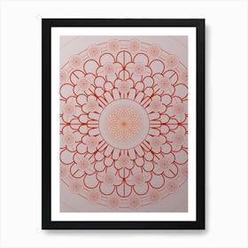 Geometric Abstract Glyph Circle Array in Tomato Red n.0121 Art Print