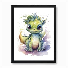 Alioramus Cute Dinosaur Watercolour 4 Art Print