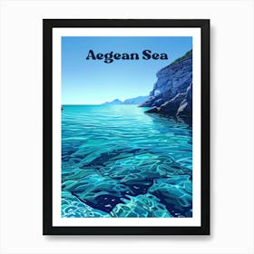 Aegean Sea Mediterranean Travel Art Illustration Art Print