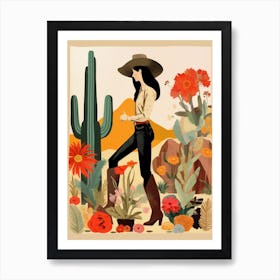 Collage Of Cowgirl Cactus 5 Art Print
