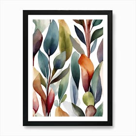 Watercolor Leaves Art Print