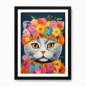 Scottish Fold Cat With A Flower Crown Painting Matisse Style 3 Art Print