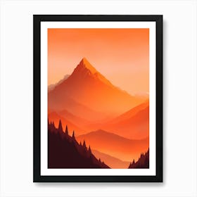 Misty Mountains Vertical Composition In Orange Tone 230 Art Print