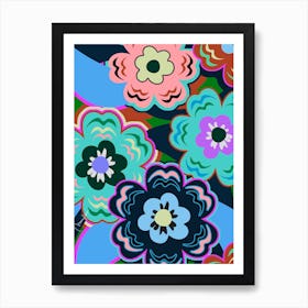 Retro Maxi Flowers Art Print